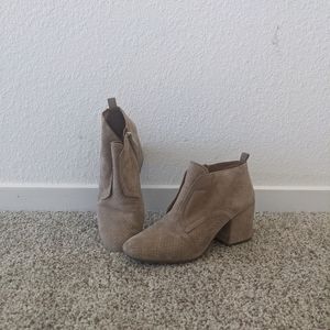 Franco Sarto beige heeled booties